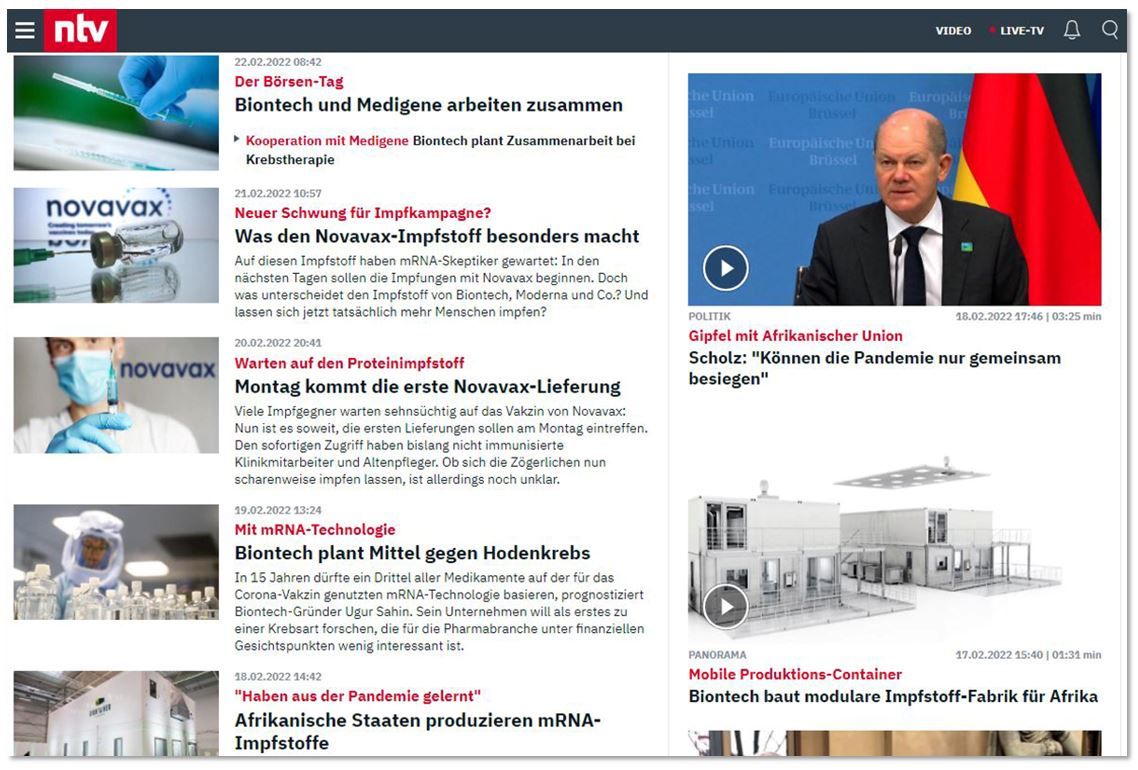 Screenshot n-tv.de vom 7. März 2022