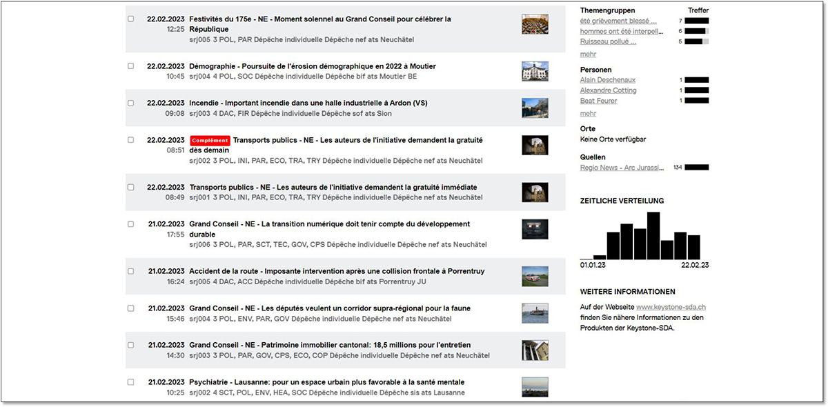 Illustration 3 : capture d'écran Regio News Arc jurassien/Fribourg du 22 février 2023 (direct.keystone-sda.ch) Illustration 3 : capture d'écran Regio News Arc jurassien/Fribourg du 22 février 2023 (direct.keystone-sda.ch)