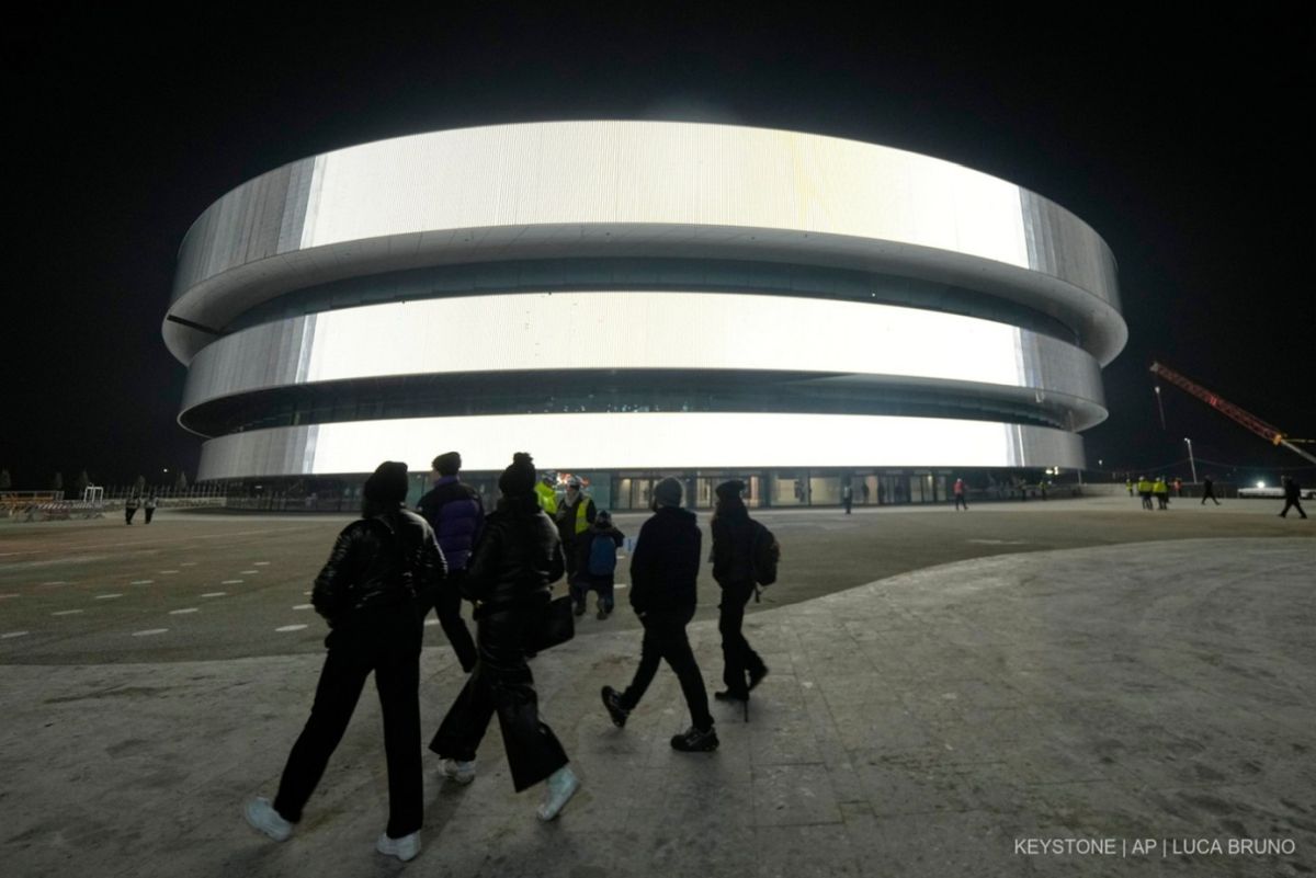 693846550 - Milan (Italie), 9 janvier 2026 – Vue extérieure de la patinoire Santa Giulia, site des compétitions de hockey sur glace des Jeux olympiques d'hiver de Milan-Cortina 2026. Photo : KEYSTONE/ AP/ Luca Bruno.