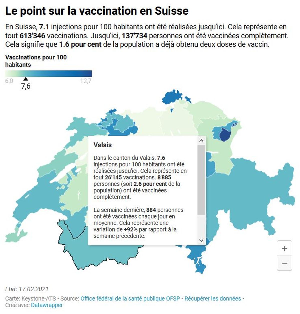 Infographie: Keystone-ATS / Covid-19-carte des vaccinations  