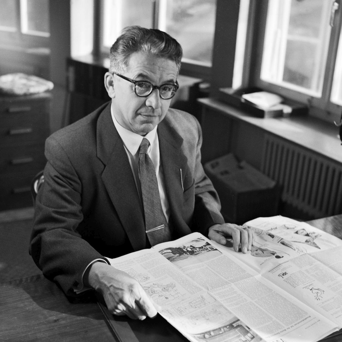 Arnold Wehrle, Gründer der Sportinformation, aufgenommen um 1950. Foto: KEYSTONE/ Photopress-Archiv Arnold Wehrle, Gründer der Sportinformation, aufgenommen um 1950. Foto: KEYSTONE/ Photopress-Archiv